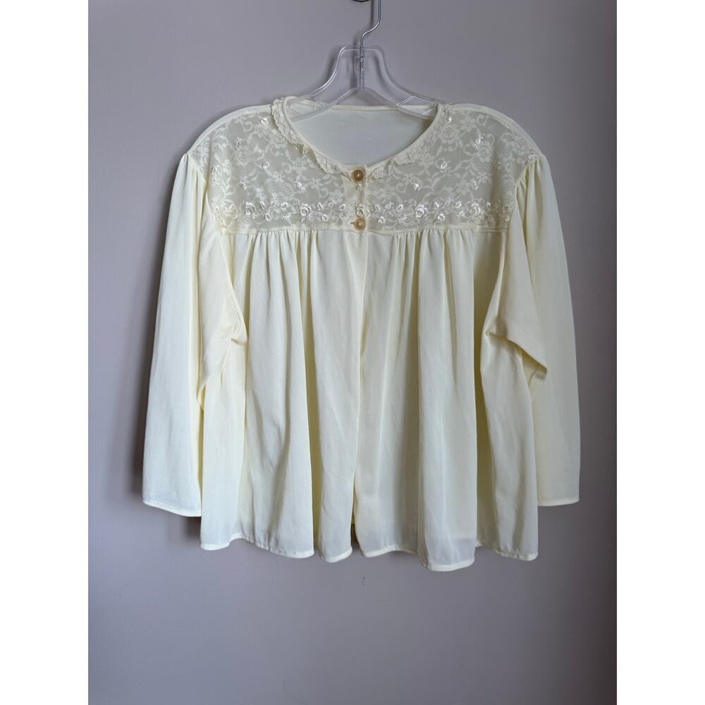 Vintage Philmaid Butter Yellow Lace Bed Jacket Cardigan Size 44/46 | Bridal